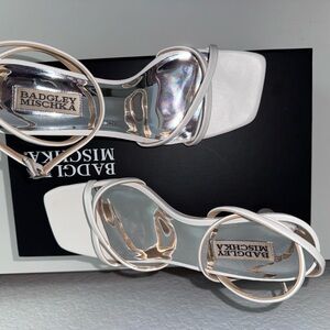 Badgley Mischka Metallic Silver and White Sandals